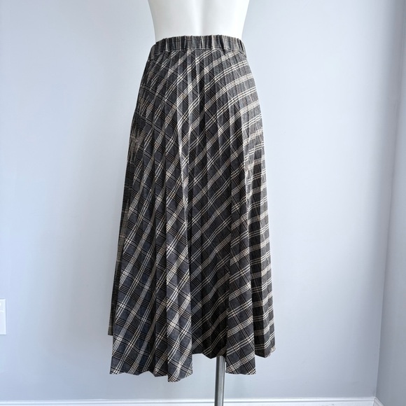 The Row Plaid Wool A-Line Midi Skirt S High Waist Pleated Quiet Luxury Academia - Picture 4 of 16